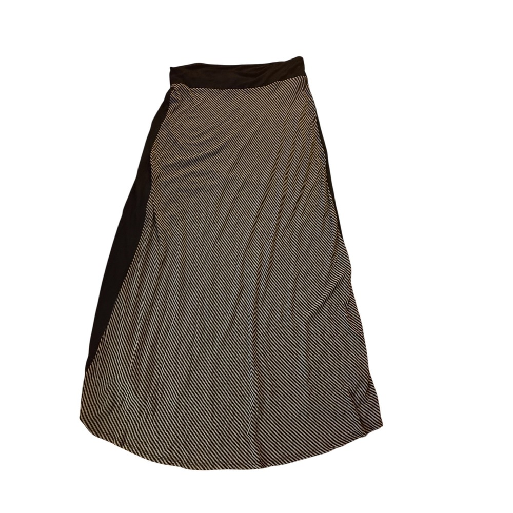 Premise Studio Black‎ White Stripe Maxi Skirt Side Panel Boho Chic Women's L